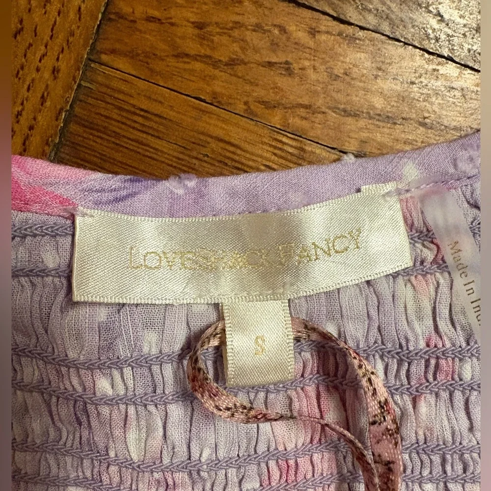 LOVESHACKFANCY Molly Heirloom Print Top size small in hibiscus
